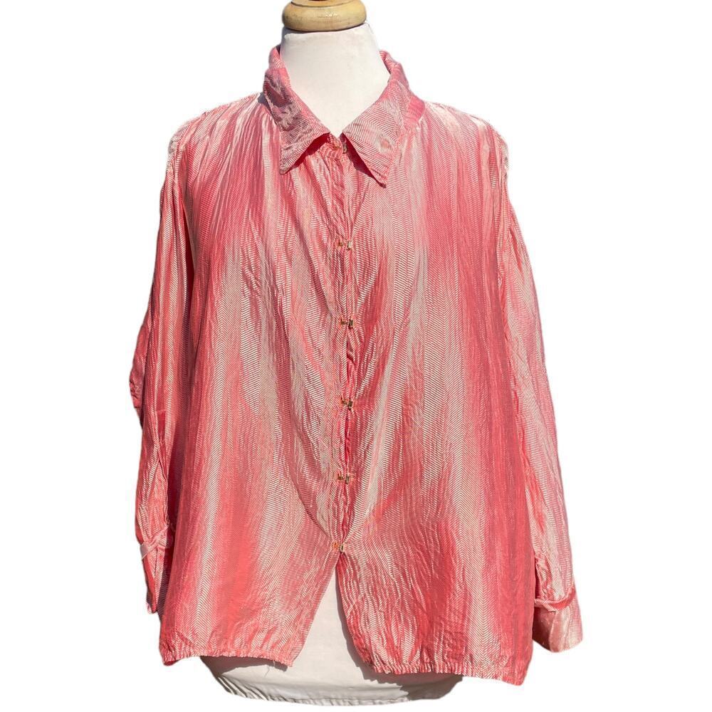 Roberto Cavalli Pink Silk Button-Front Blouse